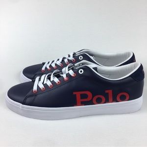 Polo Ralph Lauren Longwood leather upper lace up sneaker shoes navy 9.5, 10 new